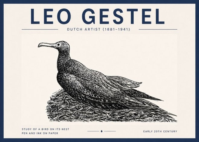 Leo Gestel Study of a Bird on Its Nest No6 - Juliste