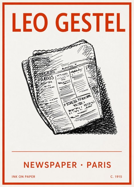 Leo Gestel Newspaper - Paris No2 - Juliste