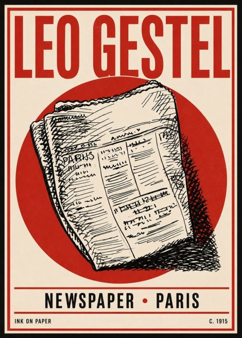 Leo Gestel Newspaper - Paris No4 - Juliste