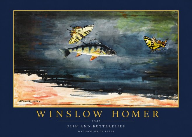 Winslow Homer Fish and Butterflies No2 - Juliste