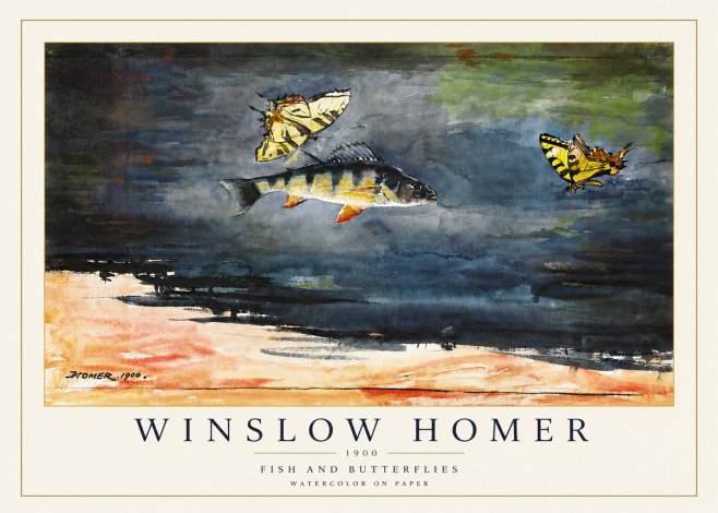 Winslow Homer Fish and Butterflies No5 - Juliste