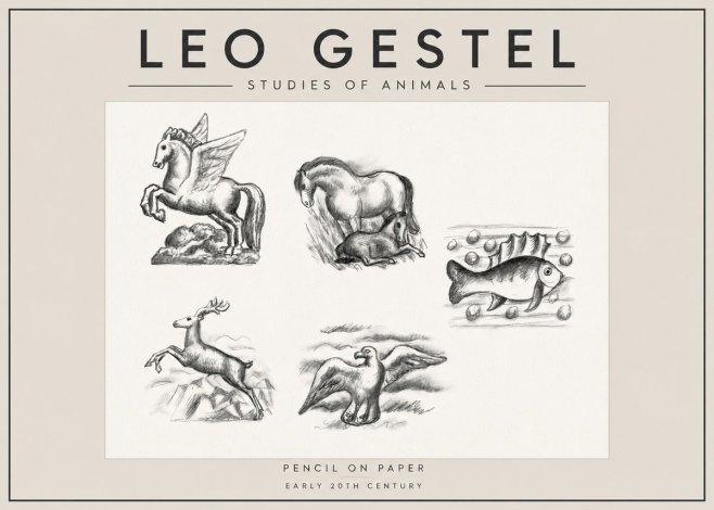 Leo Gestel Studies of Animals No4 - Juliste