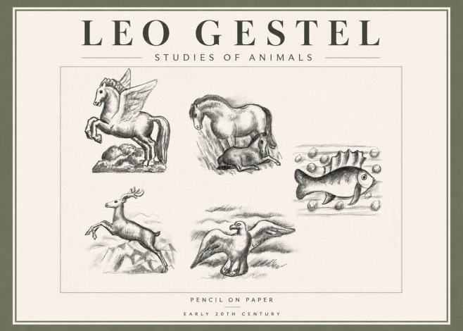 Leo Gestel Studies of Animals No5 - Juliste