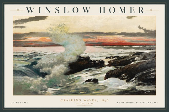 Winslow Homer Crashing Waves, 1896 No3 - Juliste