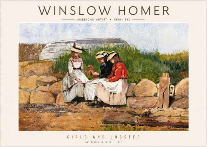 Winslow Homer Girls and Lobster No4 - Juliste