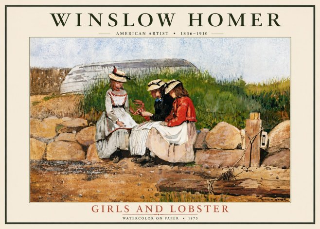 Winslow Homer Girls and Lobster No5 - Juliste
