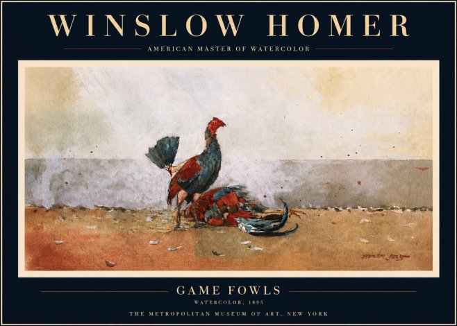 Winslow Homer Game Fowls No3 - Juliste