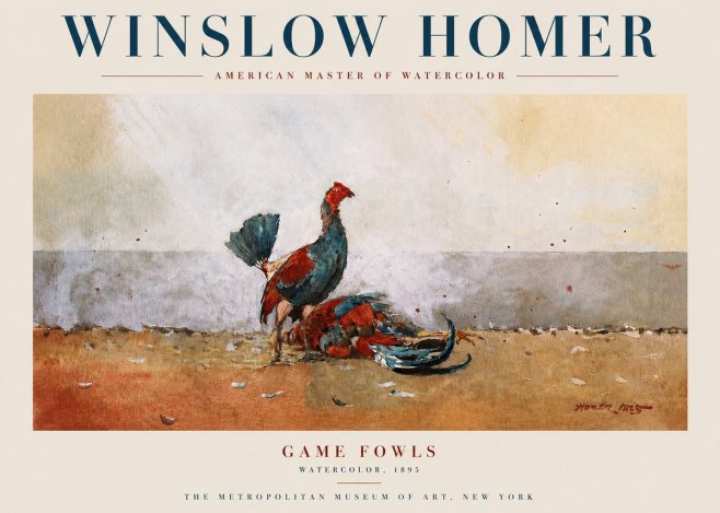 Winslow Homer Game Fowls No4 - Juliste