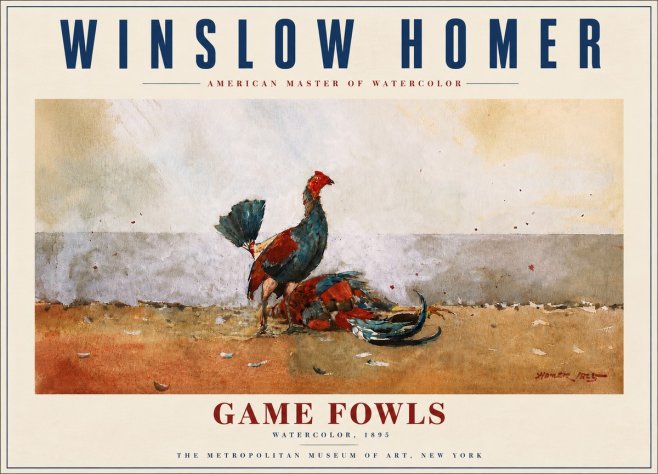 Winslow Homer Game Fowls No6 - Juliste