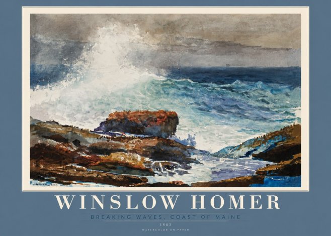 Winslow Homer Breaking Waves, Coast of Maine No2 - Juliste