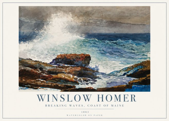 Winslow Homer Breaking Waves, Coast of Maine No4 - Juliste