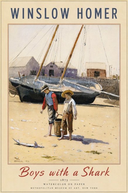 Winslow Homer Boys with a Shark No2 - Juliste