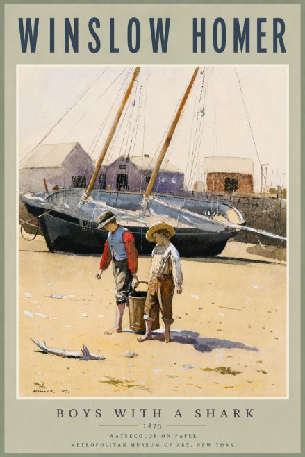 Winslow Homer Boys with a Shark No6 - Juliste