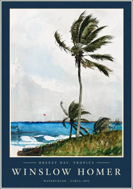 Winslow Homer Breezy Day, Tropics No2 - Juliste