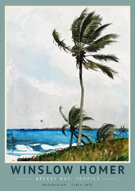 Winslow Homer Breezy Day, Tropics No3 - Juliste