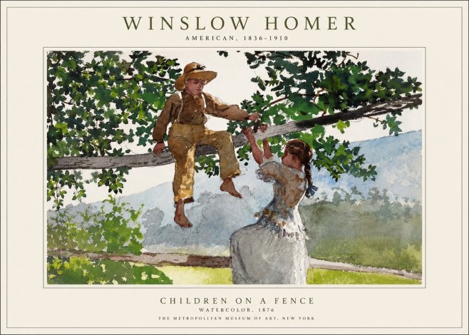 Winslow Homer Children on a Fence No1 - Juliste