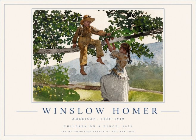 Winslow Homer Children on a Fence No3 - Juliste