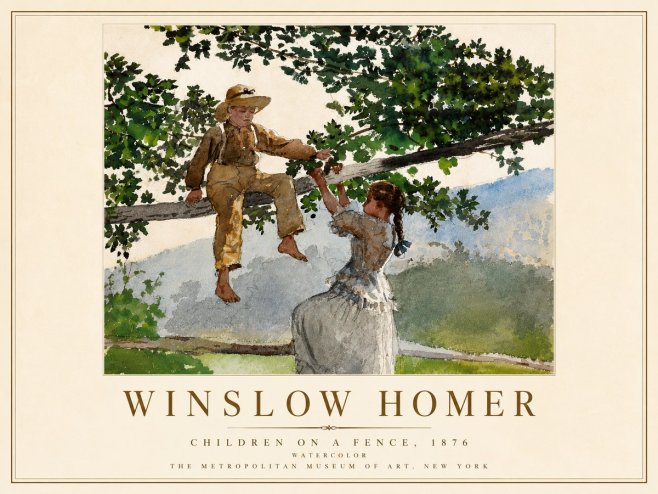 Winslow Homer Children on a Fence No5 - Juliste