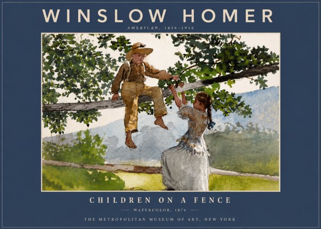 Winslow Homer Children on a Fence No6 - Juliste