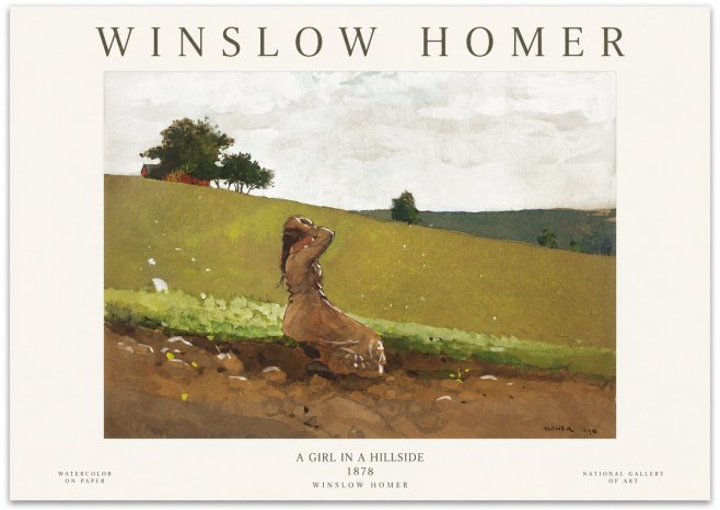 Winslow Homer A Girl in a Hillside No1 - Juliste