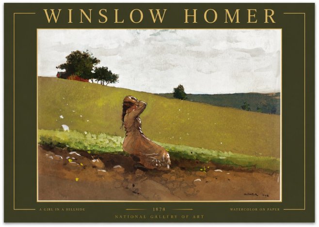 Winslow Homer A Girl in a Hillside No2 - Juliste