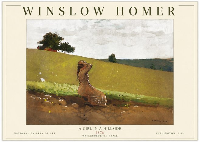 Winslow Homer A Girl in a Hillside No4 - Juliste