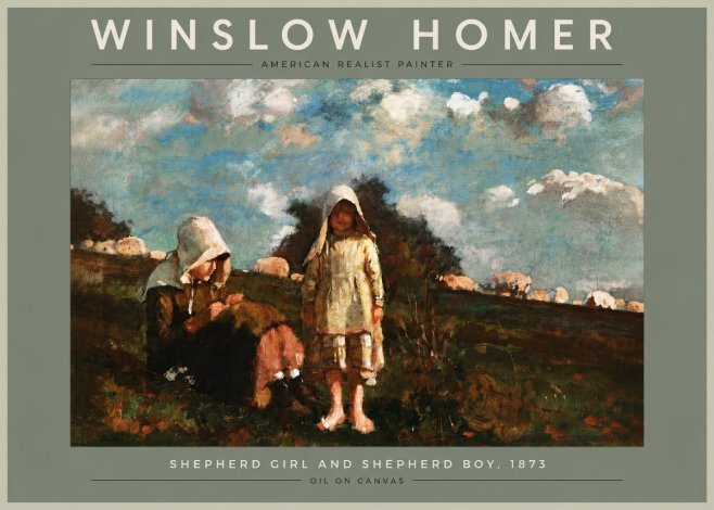 Winslow Homer Shepherd Girl and Shepherd Boy, 1873 No4 - Juliste