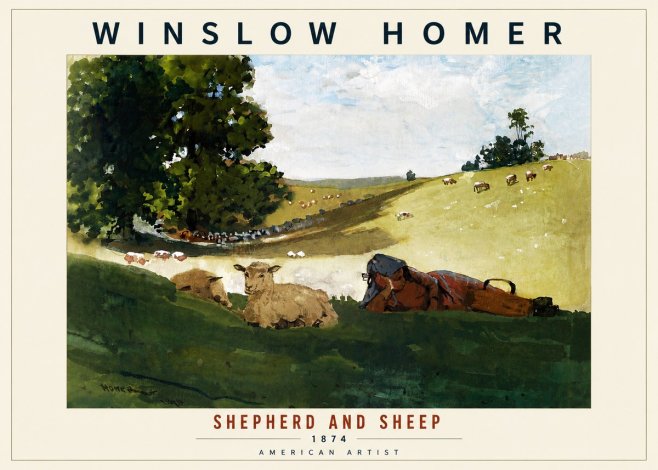 Winslow Homer Shepherd and Sheep No6 - Juliste