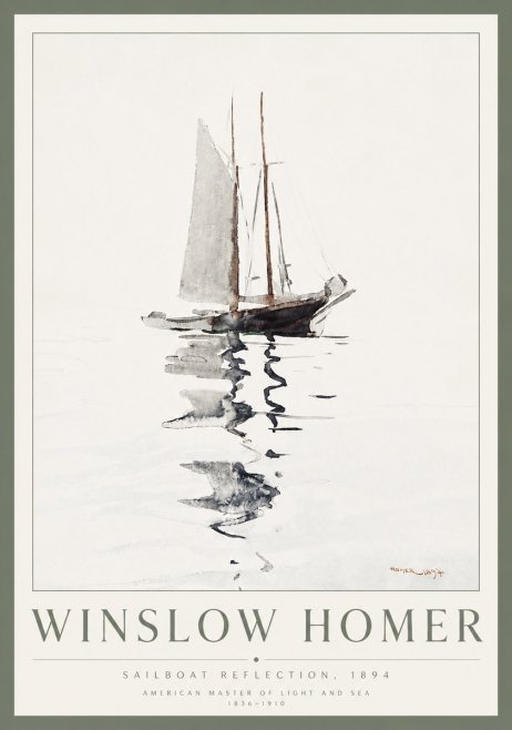 Winslow Homer Sailboat Reflection, 1894 No3 - Juliste
