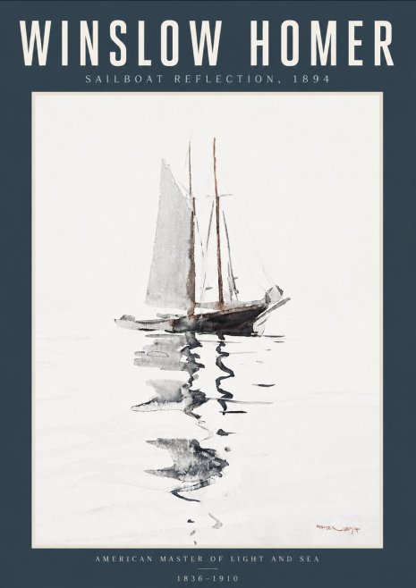 Winslow Homer Sailboat Reflection, 1894 No6 - Juliste