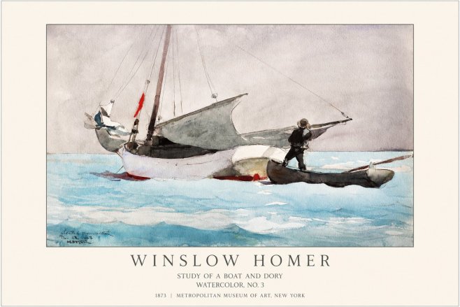 Winslow Homer Study of a Boat and Dory Watercolor, No. 3 No1 - Juliste