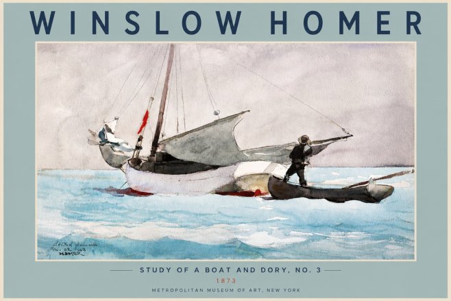 Winslow Homer Study of a Boat and Dory Watercolor, No. 3 No5 - Juliste