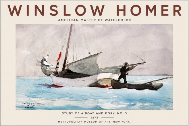 Winslow Homer Study of a Boat and Dory Watercolor, No. 3 No6 - Juliste