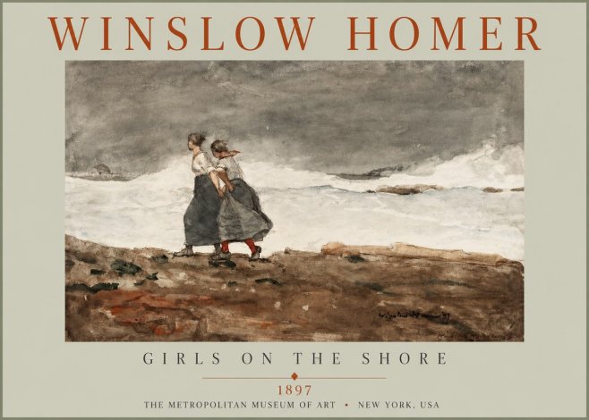 Winslow Homer Girls on the Shore No2 - Juliste