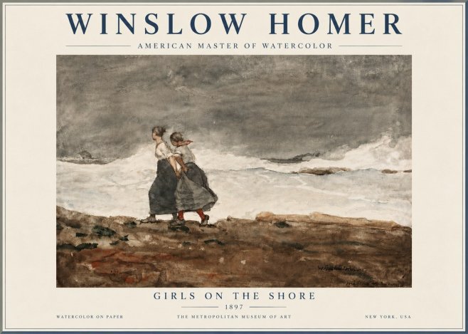 Winslow Homer Girls on the Shore No6 - Juliste