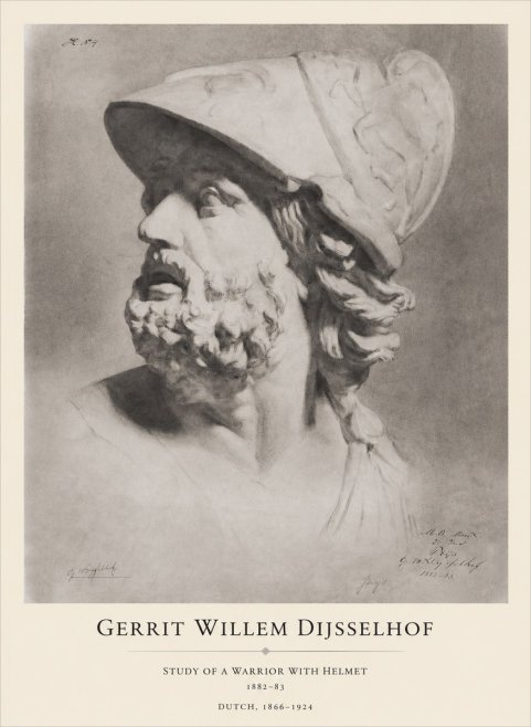 Gerrit Willem Dijsselhof Study of a Warrior with Helmet No1 - Juliste