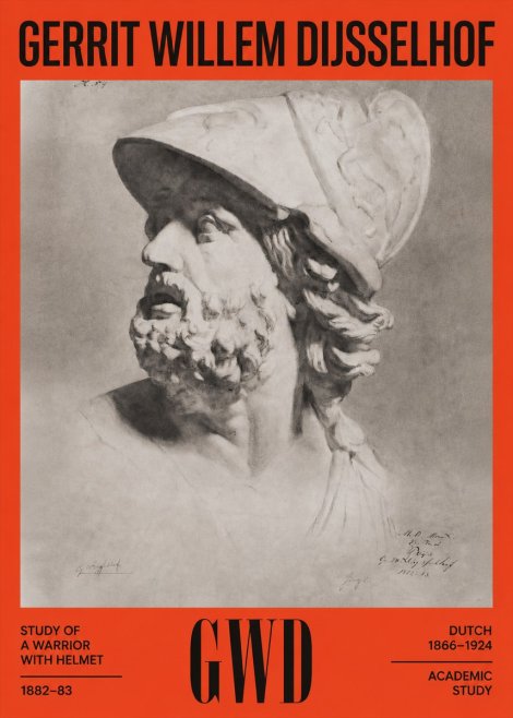 Gerrit Willem Dijsselhof Study of a Warrior with Helmet No2 - Juliste