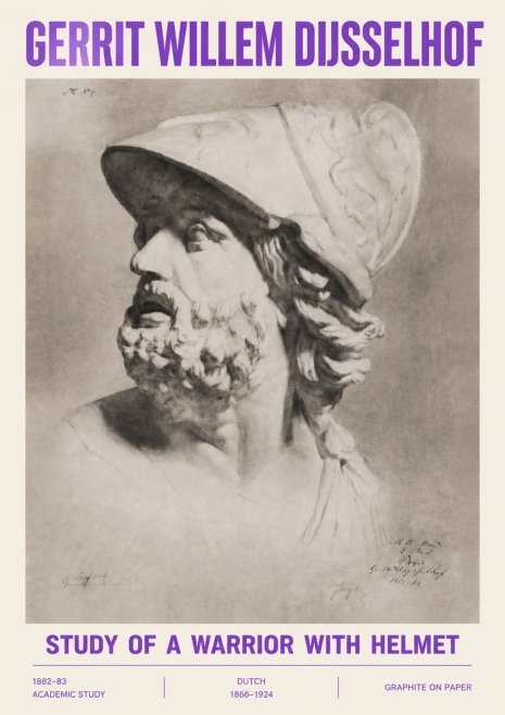 Gerrit Willem Dijsselhof Study of a Warrior with Helmet No4 - Juliste