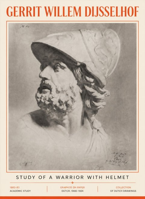 Gerrit Willem Dijsselhof Study of a Warrior with Helmet No5 - Juliste