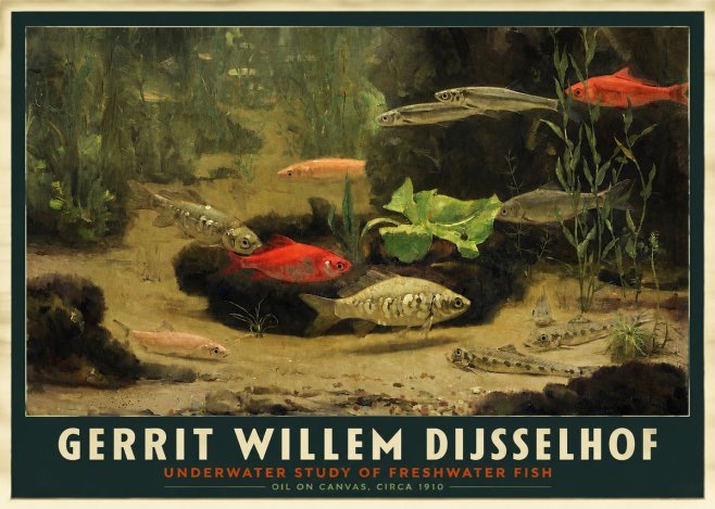 Gerrit Willem Dijsselhof Underwater Study of Freshwater Fish No2 - Juliste