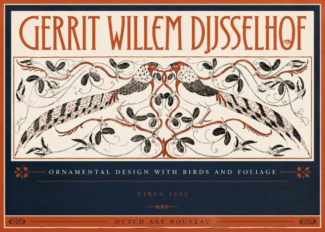 Gerrit Willem Dijsselhof Ornamental Design with Birds and Foliage No5 - Juliste
