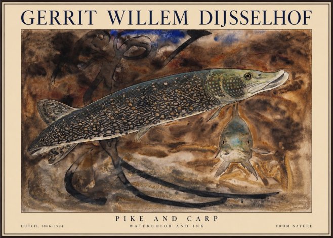 Gerrit Willem Dijsselhof Pike and Carp No1 - Juliste