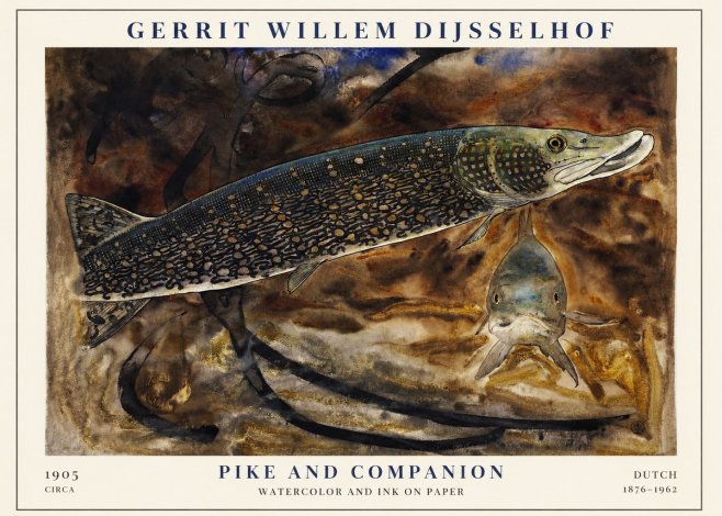 Gerrit Willem Dijsselhof Pike and Carp No3 - Juliste