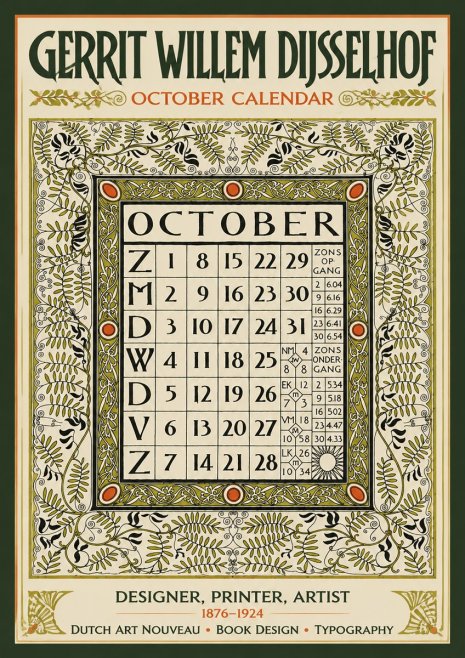 Gerrit Willem Dijsselhof October - Calendar Page No5 - Juliste