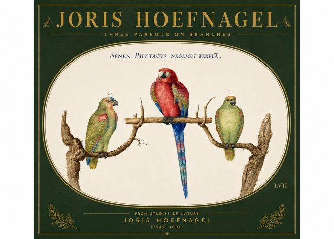 Joris Hoefnagel Three Parrots No6 - Juliste