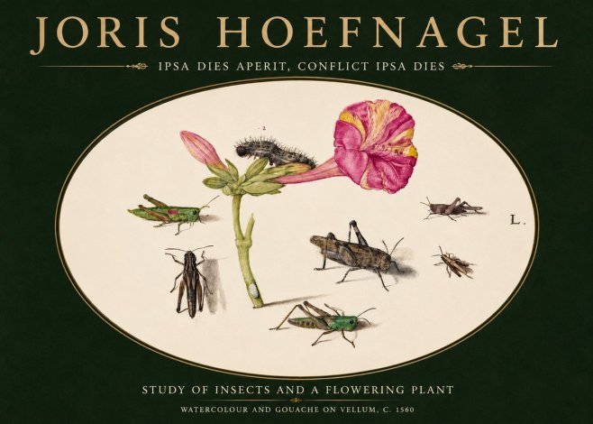 Joris Hoefnagel Study of Insects and a Flowering Plant No3 - Juliste