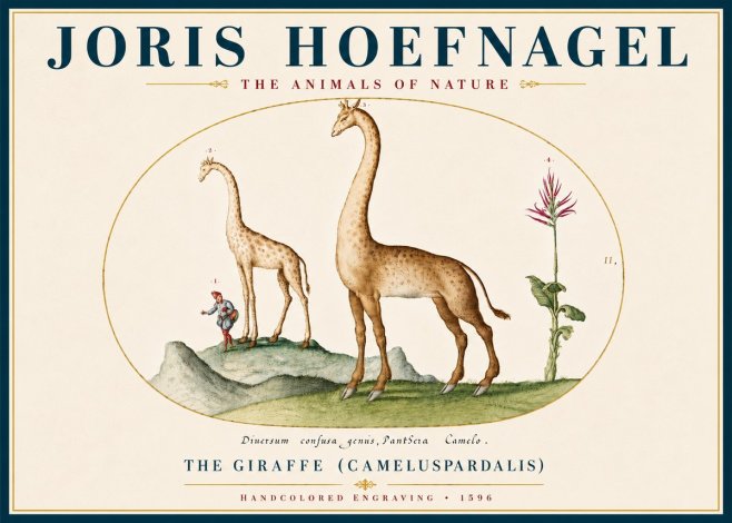 Joris Hoefnagel The Giraffe (Cameluspardalis) No5 - Juliste