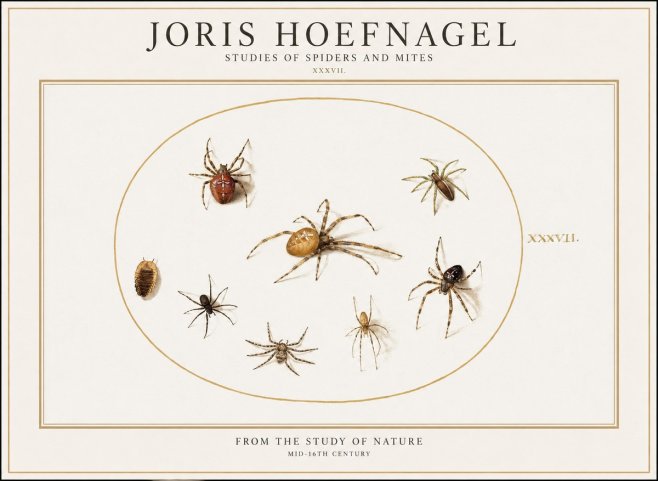 Joris Hoefnagel Study of Spiders and Mites - Plate Xxxvii. No2 - Juliste