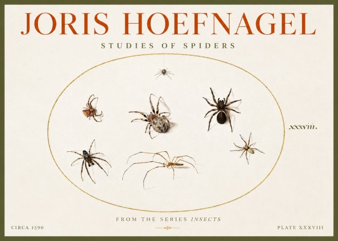 Joris Hoefnagel Studies of Spiders I No4 - Juliste