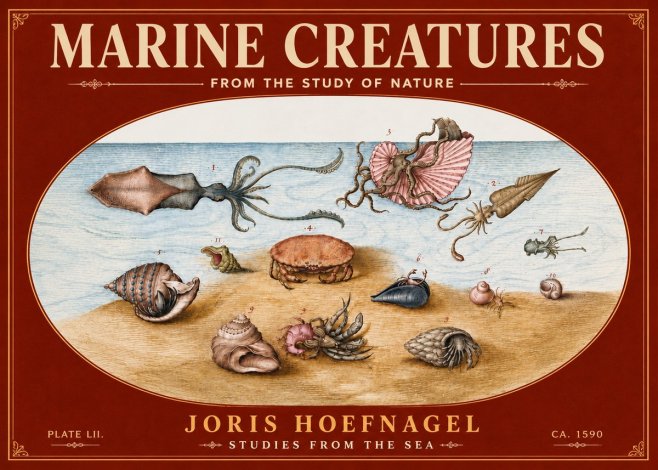 Joris Hoefnagel Marine Creatures - Plate Lii No6 - Juliste